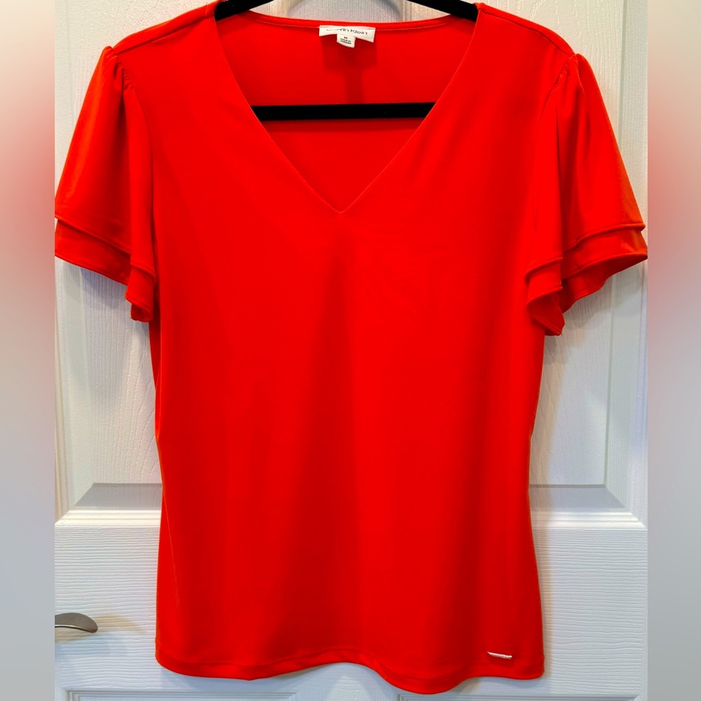 Calvin Klein Ruffle SS Top